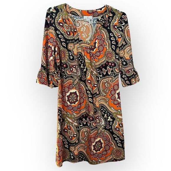 Jude Connally Orange Fall Dress Size Large - Picture 2 of 7